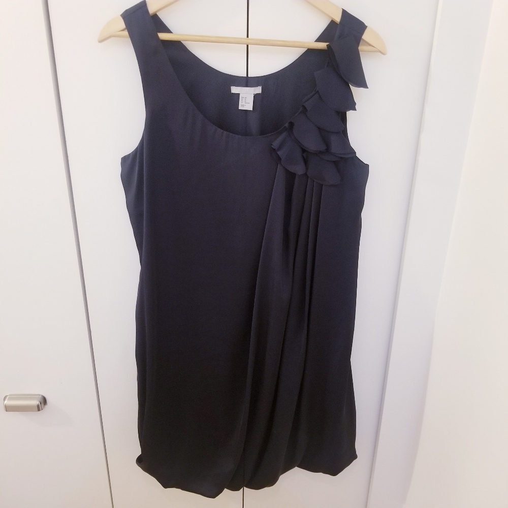 H&M Satin Like Navy Blue Bubble Dress Sleeveless